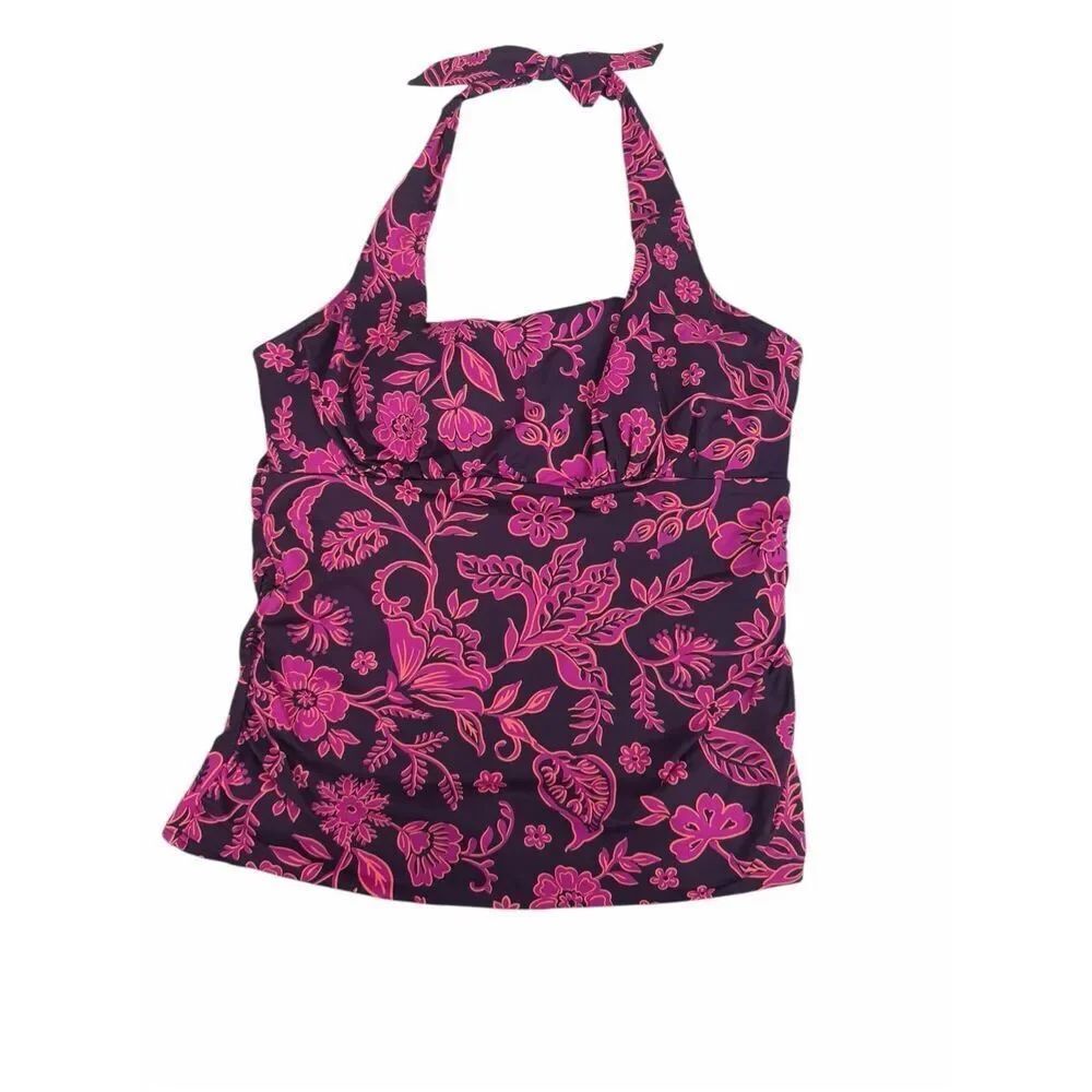 Lands' End Womens Square Neck Halter Tankini Top Size 16L